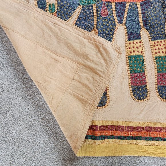 EUC Handmade elephant tapestry in earth tones 47" square Boho - Picture 3 of 4